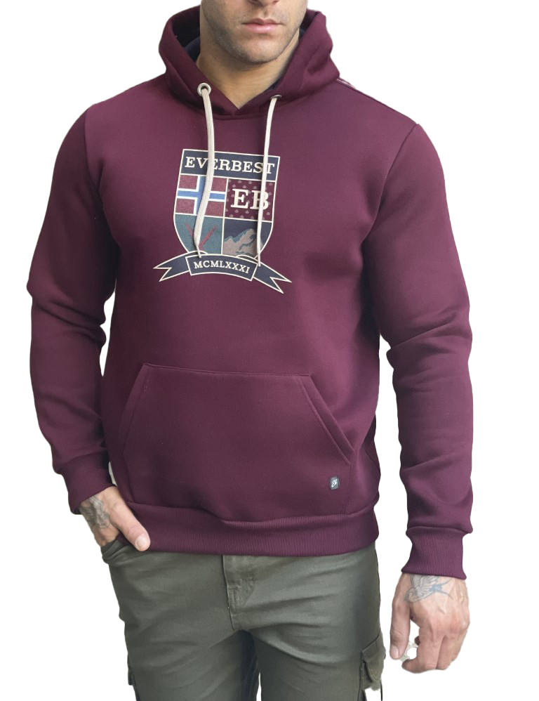 Everbest Ανδρικό Plus Size μπορντό φούτερ με κουκούλα 251009B φωτογραφία